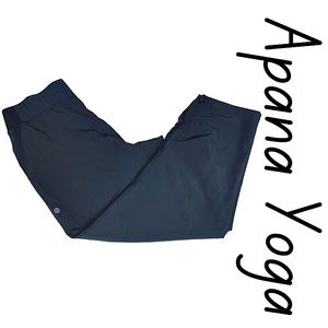 Apana Black Cinch Ankle Workout Pants w/ Pockets Womens Size Large EUC!